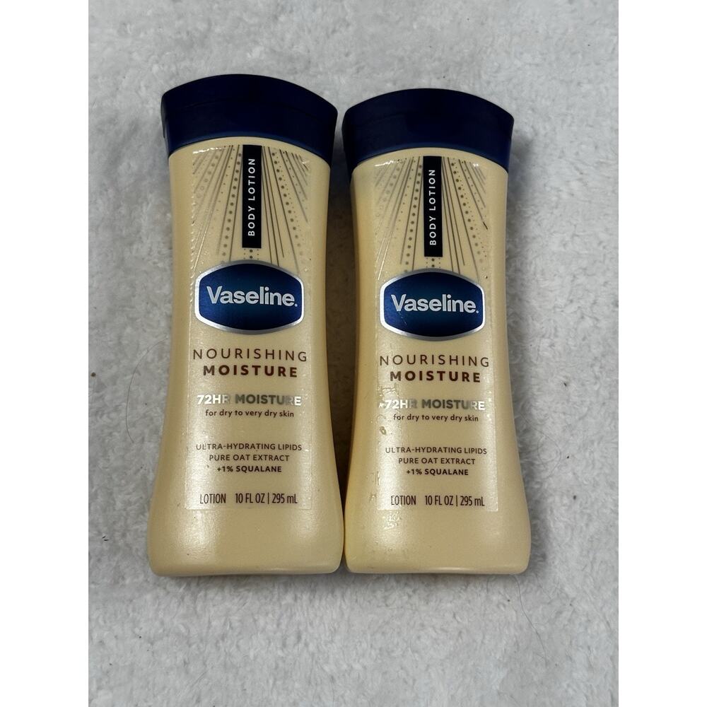 Vaseline Nourishing Moisture 72 HR Body Lotion Dry Skin 10 oz each Lot of 2